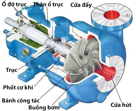 Cấu tạo bơm ly tâm trục ngang 